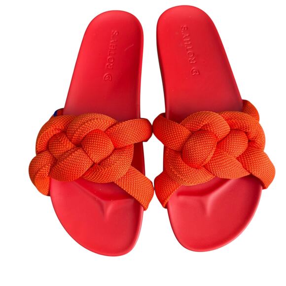 Rothy's Bubble Chunky Braided Fabric Slide Sandals Women 7 Red Orange NWT - Picture 3 of 8